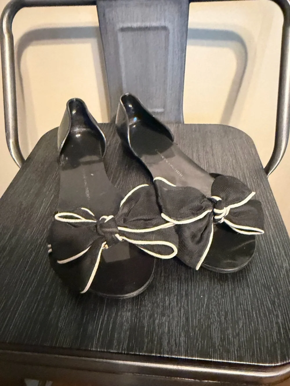 Chinese Laundry Black Bow Ballet Flats Size 8 Coquette Style